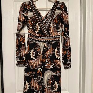 Tibi New York Printed Silk Jersey Faux-Wrap Dress – Size S